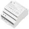 A white DIN rail mountable power supply labeled 'MODEL: TCV100615071000', input '100-240V', output '14-86V', CE certified, 2A.