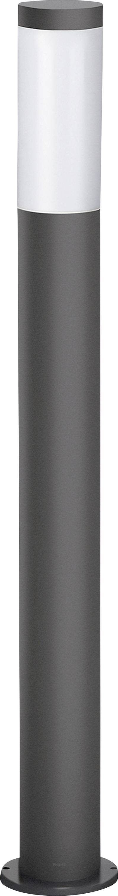 A modern, cylindrical outdoor light in anthracite with a white light section at the top, suitable for garden paths.