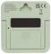 Back of a digital device with hanger, model information and contact address. Below that a battery compartment.