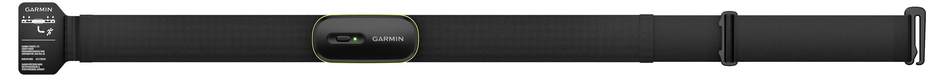 A black, rectangular fitness tracker with a small display in the center and control buttons on the left.