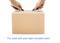 'Two hands using box cutters to open a cardboard box, demonstrating that the tool is suitable for both left- and right-handed users.'