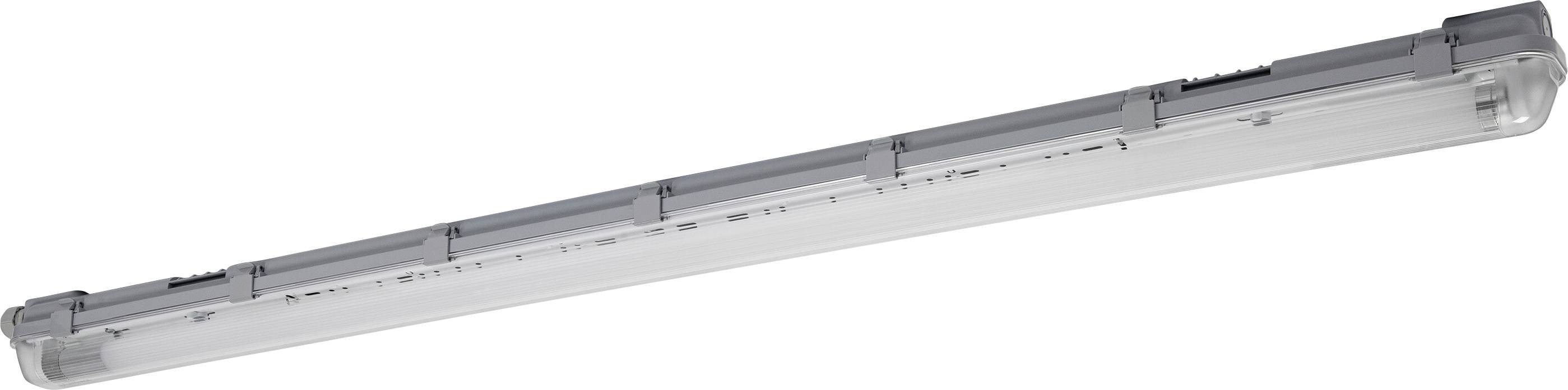 A long, rectangular LED light in a transparent housing, suitable for illuminating large interior spaces.