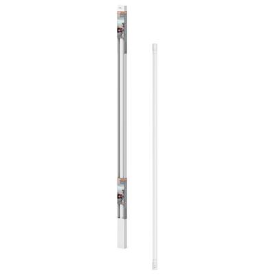 LED stable light in packaging and unpacked. Long, white design, suitable for indoor lighting.