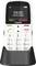 A mobile phone with large buttons shows '09:00 Mon 06.01.2025' on the display. At the top are the menu items 'Menu' and 'Contacts'.
