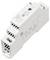 A white electronic power supply module with labeled inputs and outputs, including V+, V-, N, and L, designed for DIN rail mounting.