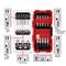 Image of a screwdriver bit set in a red-black case. Contains various bits according to size and application purpose.