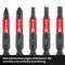 Five screwdriver bits with red-black design, each marked PZ1, PZ2, T15, T20 and T25. Brand 'Einhell' on red section.