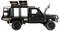 A black SUV with an open hood. On the cargo bed there are two open storage compartments.