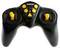 Black remote control controller with yellow joysticks and buttons for toy or drone. Brand name visible on top.