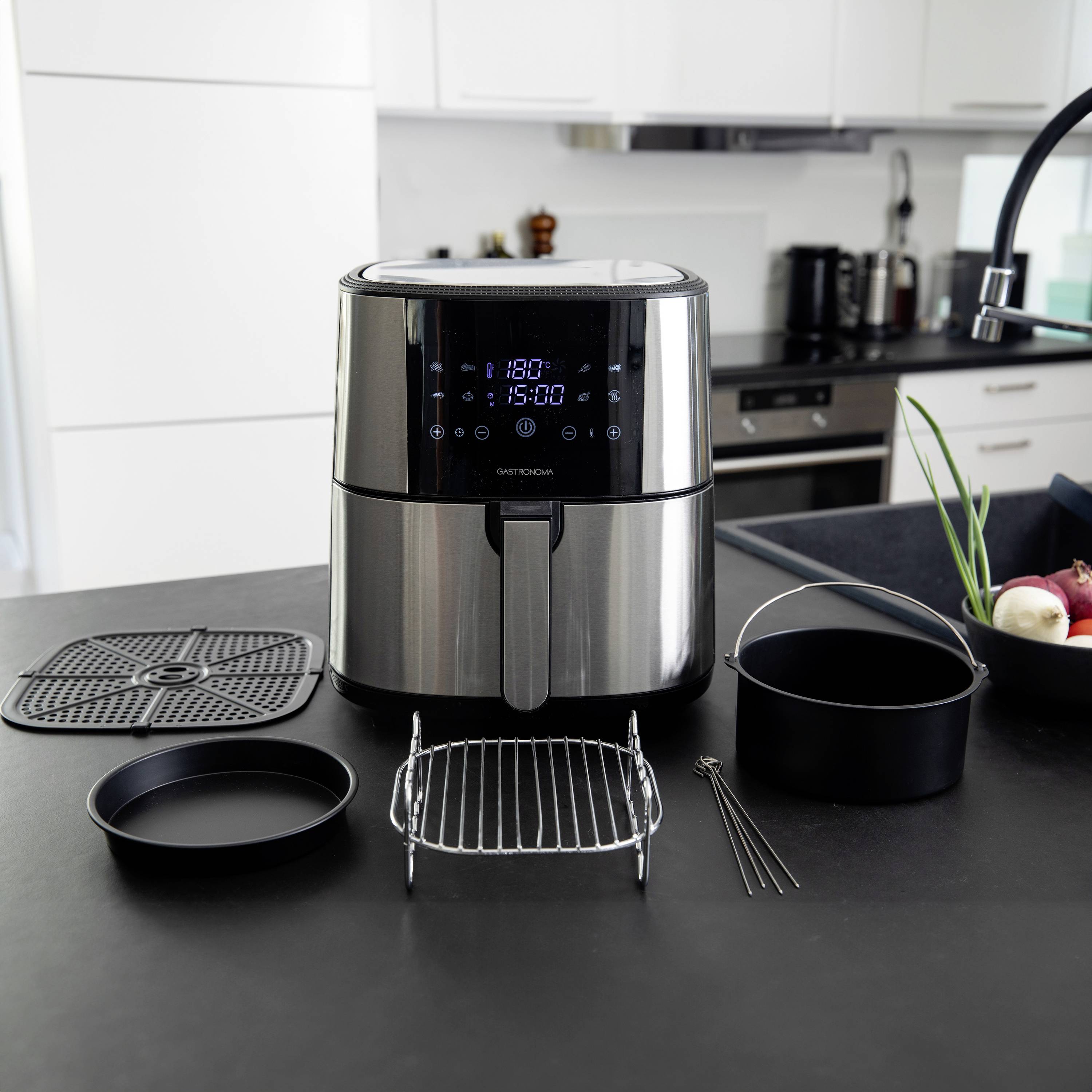 Gastronoma 18290007 Air fryer 8 l 1800 W Overheat protection, with display, Non-stick coating, Cool touch housing, BPA-f-6