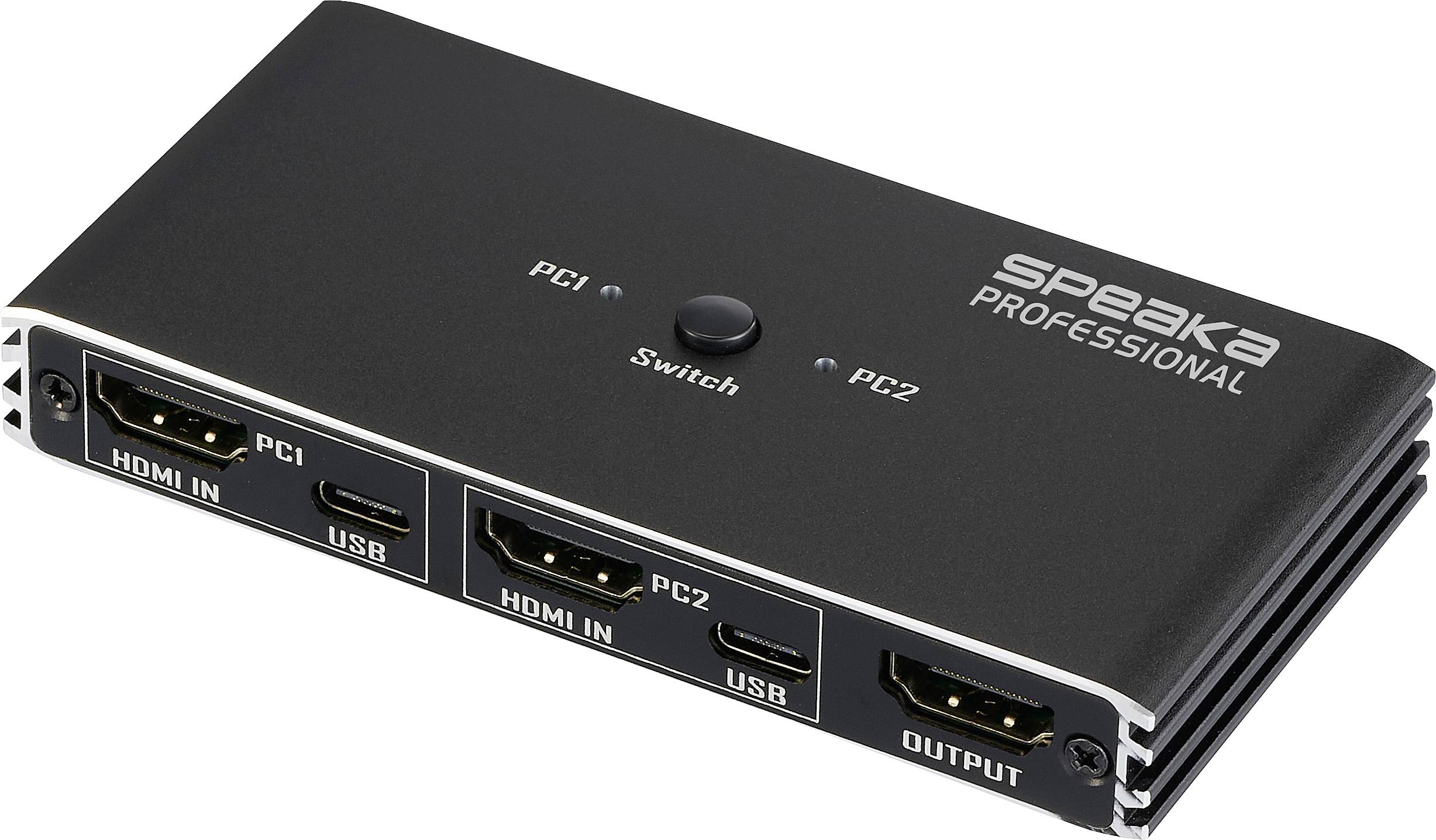SpeaKa Professional HDMI 2.0 Slim KVM 2X1 USB2.0 +IR, Black HDMI switch HDMI 3840 x 2160 Pixel-0