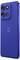 Blue smartphone with a textured back, featuring a triple-camera setup in the top left corner and a logo centered below the cameras.