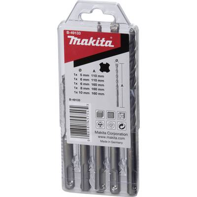 Makita B-49133 Carbide metal Masonry twist drill bit set 5 mm, 6 mm, 8 mm, 10 mm SDS-Plus 1 Set-0