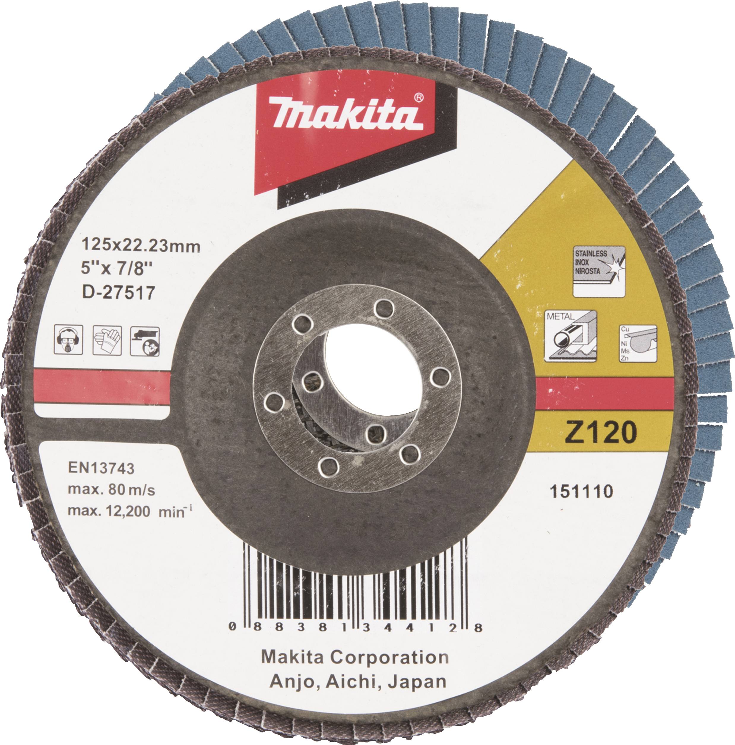 Makita D-27517 Flap disc Diameter 125 mm Grit size=120 1 pc(s)-0