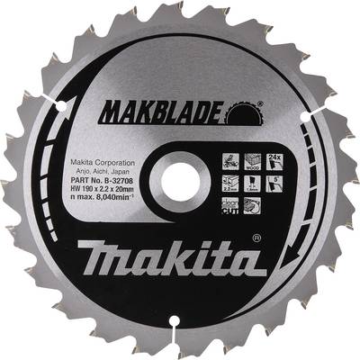 Makita B-32708 B-32708 Circular saw blade 190 x 20 x 2.2 mm Number of cogs: 24 1 pc(s)-0