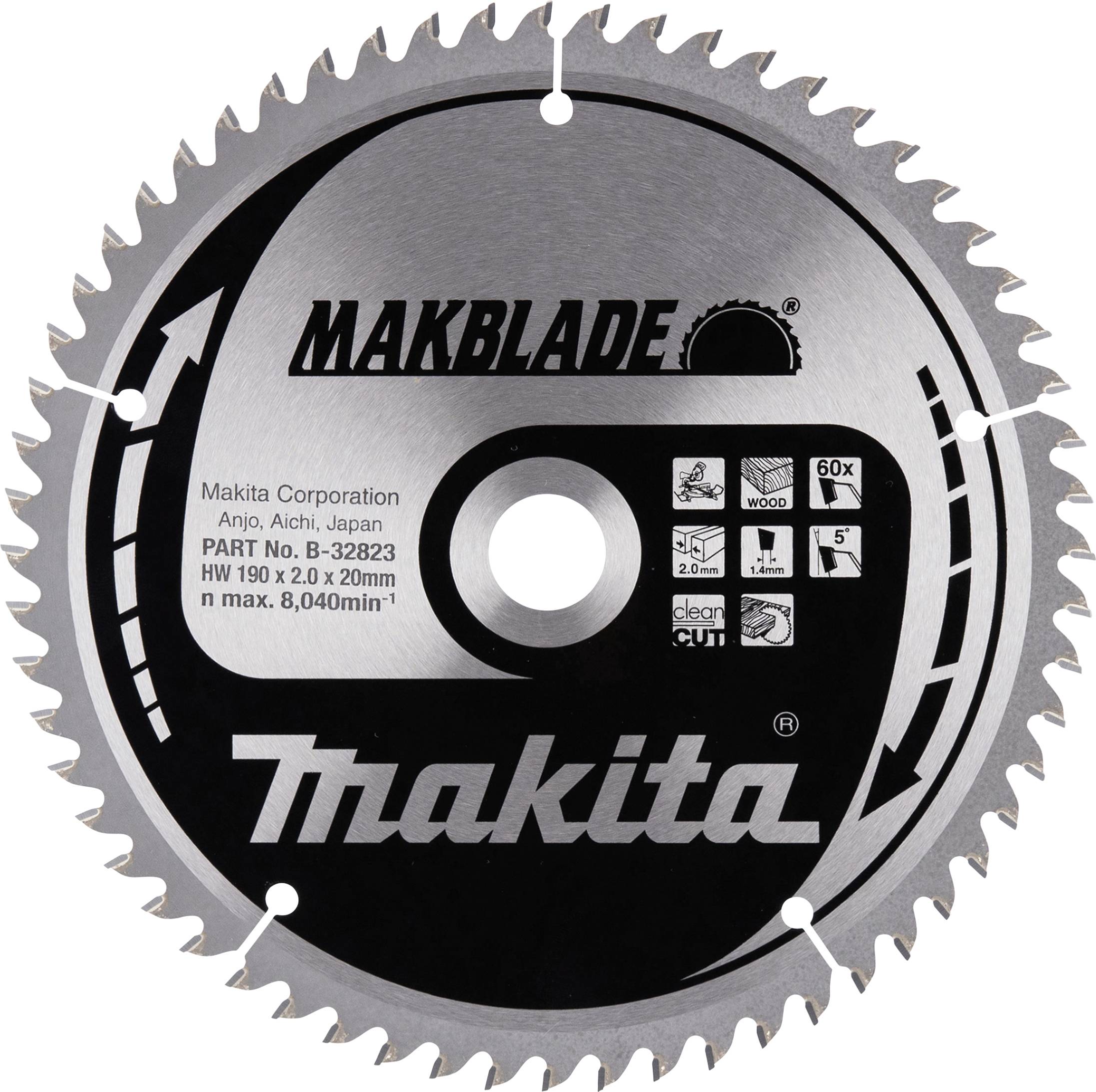 Makita B-32823 B-32823 Circular saw blade Number of cogs: 60 1 pc(s)-0