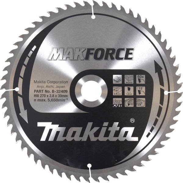 Makita B-32409 B-32409 Circular saw blade 270 x 30 x 2.8 mm Number of cogs: 60 1 pc(s)