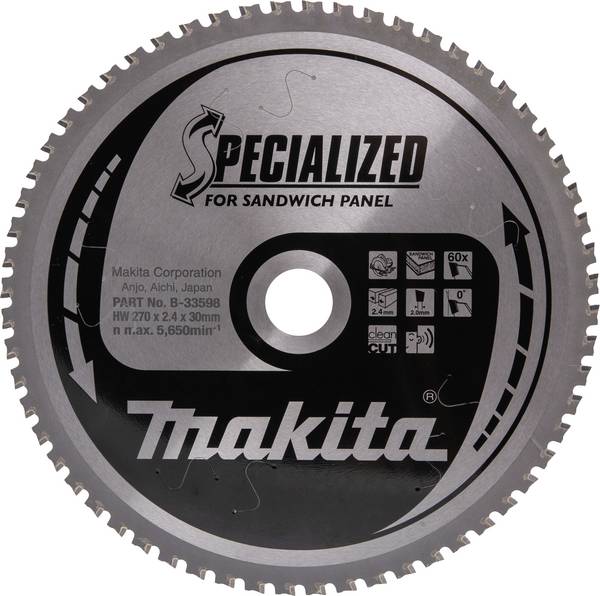 Makita B-33598 B-33598 Circular saw blade 270 x 30 x 2.4 mm Number of cogs: 60 1 pc(s)