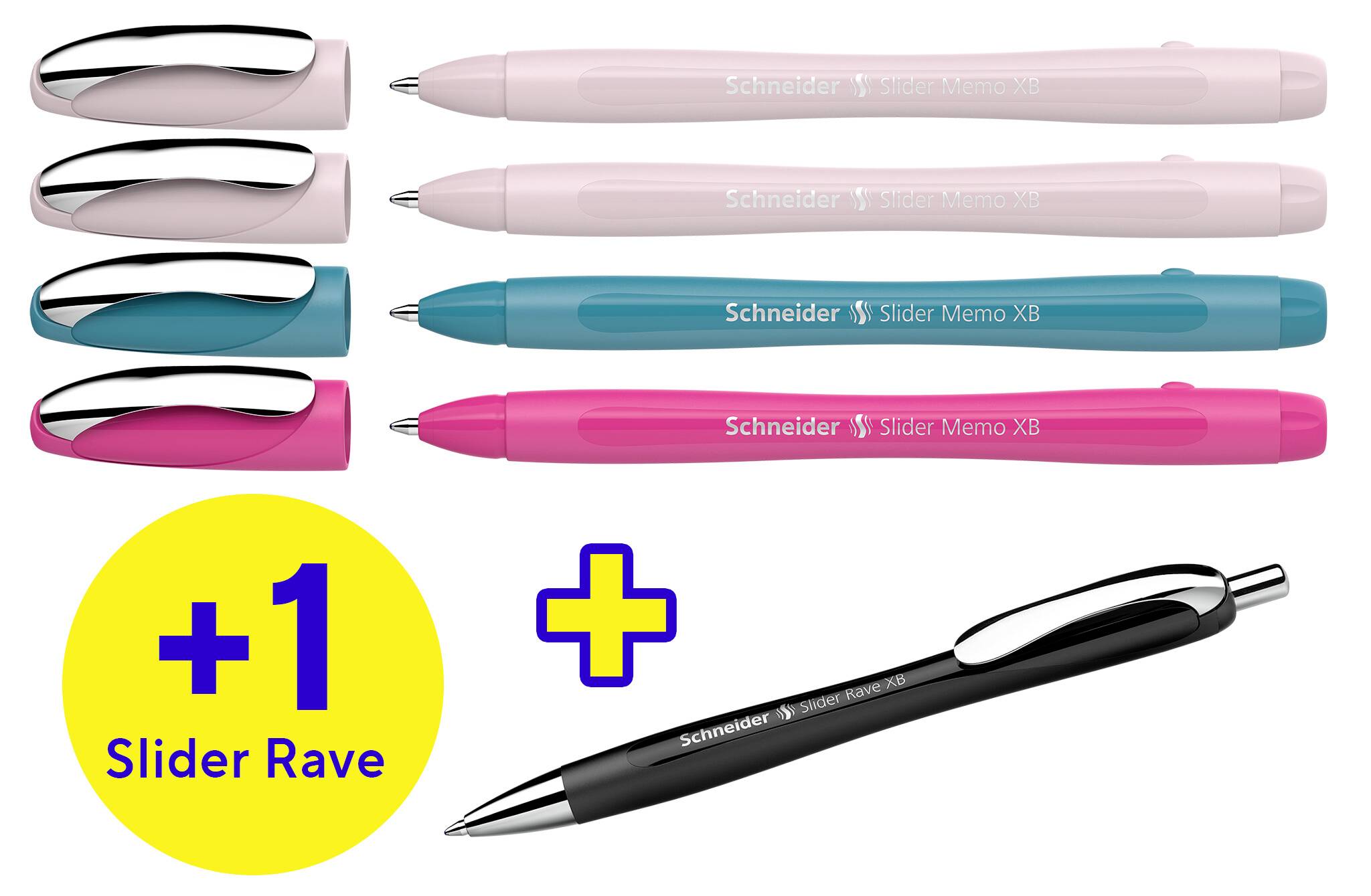 Schneider Schreibgeräte Etui 4x Memo + 1x Rave sortiert 150255 Ballpoint pen Ink colour: Blue 5 pc(s)-1