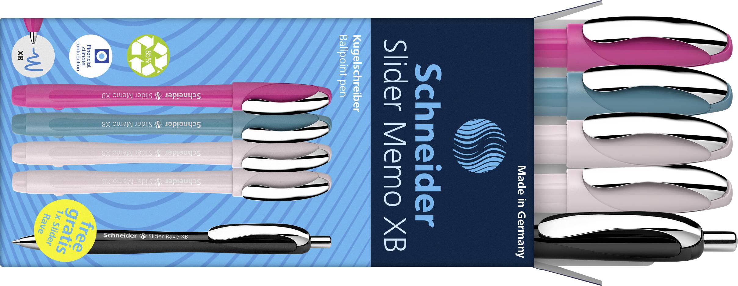 Schneider Schreibgeraete 5 pc(s) Etui 4x Memo + 1x Rave sortiert 150255 Ballpoint pen Ink colour: Blue N/A