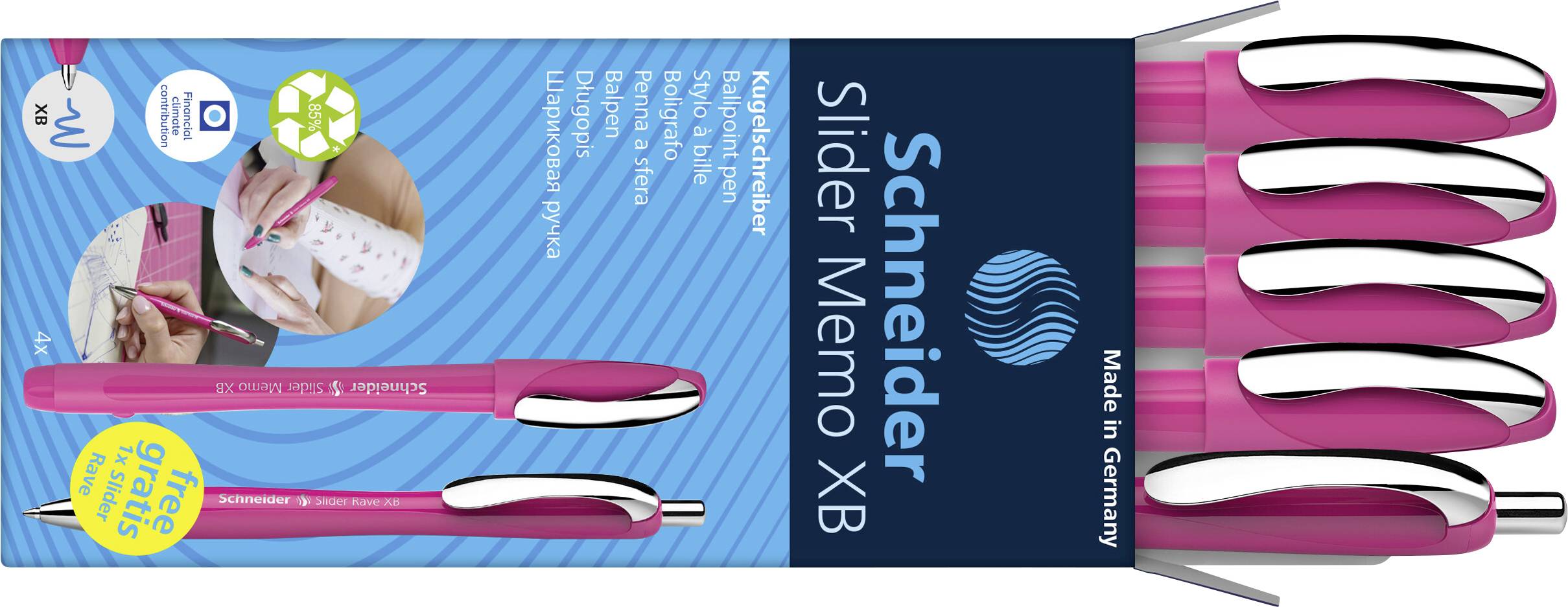 Schneider Schreibgeraete 5 pc(s) Etui 4x Memo + 1x Rave power pink 150265 Ballpoint pen Ink colour: Blue N/A