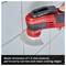 Electrical appliance cuts tiles with thin, circular saw blade. Text below: 'Blade thickness of 1.2 mm provides particularly narrow and clean cut edges'.