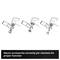 'Three diagrams show how to correctly attach accessories to a machine for the respective function.'
