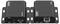 'Front and back view of SpeaKa Professional transmitter and receiver. Includes HDMI IN, power port, CAT5/6, IR-TX, and audio inputs.'