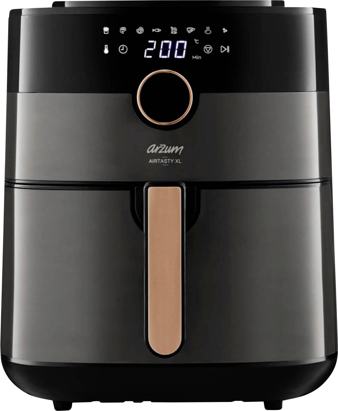 arzum AIRTASTY XL Air fryer 6 l with display, Timer function Black, Bronze-0