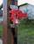 A red lockout device clamps onto an electrical switch, securing it with a padlock that reads 'Danger: Locked Out'. The background is blurred.