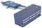 Digital caliper with a blue block, used for precise measurements.