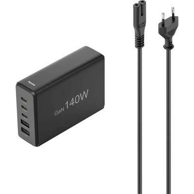 Hama USB charging station 140 W Power Delivery, Quick Charge 2.0, Quick Charge 3.0 Black Mains socket Qualcomm Quick Cha-0
