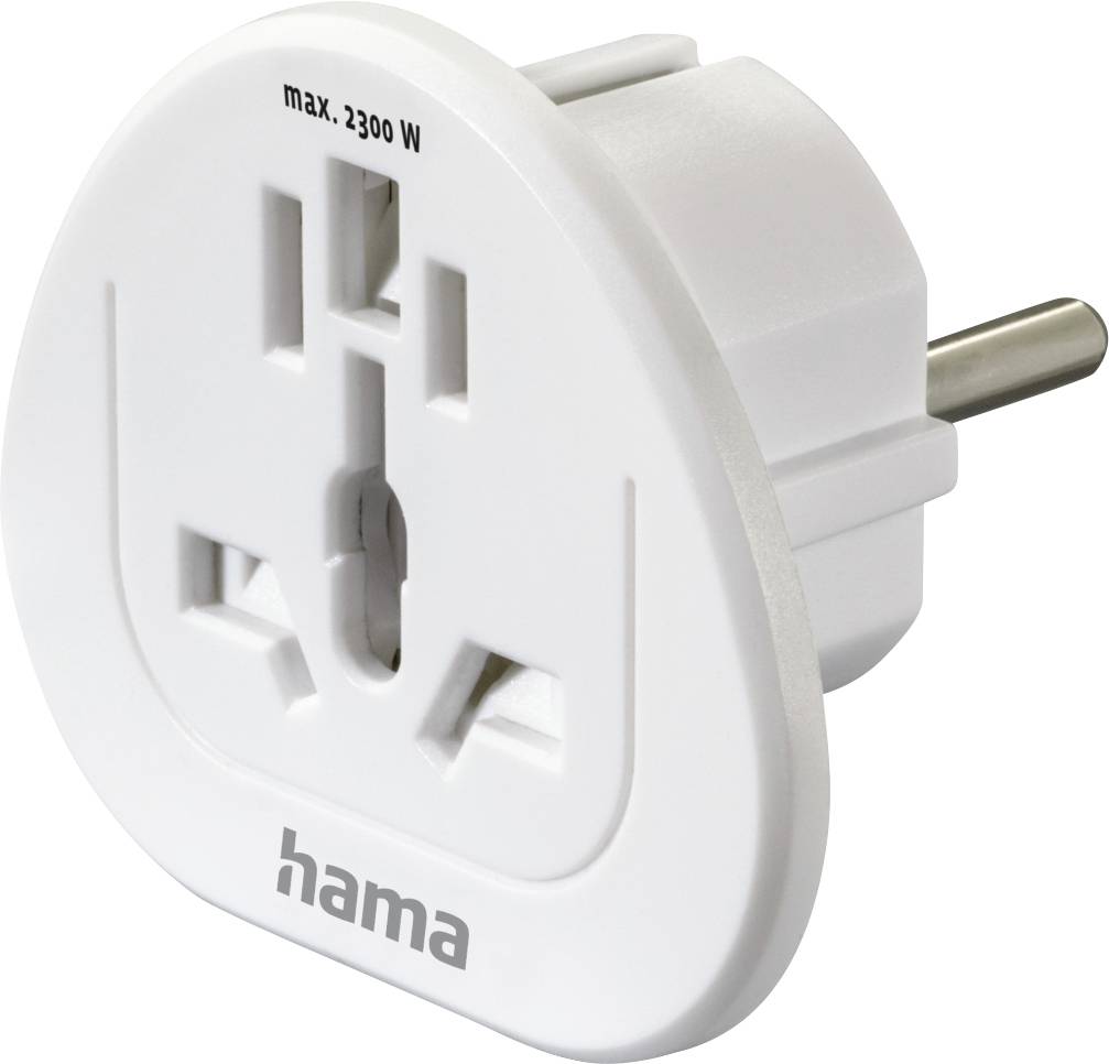Hama 00223455 Travel adapter Reiseadapter Typ E und F, 3-polig, universal, Welt nach Europa, Weiß