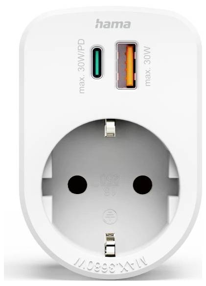 Hama 00223343 USB charging socket incl. USB-C® White-1