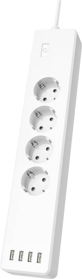 Hama Smarte WLAN-Steckdosenleiste 4-fach, einzeln schaltbar, Ueberlastsch., 4xUSB Socket