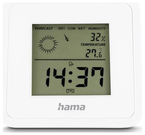 Hama Thermometer und Hygrometer Borneo, digital, fuer innen, Weiß Thermo-hygrometer 00185891