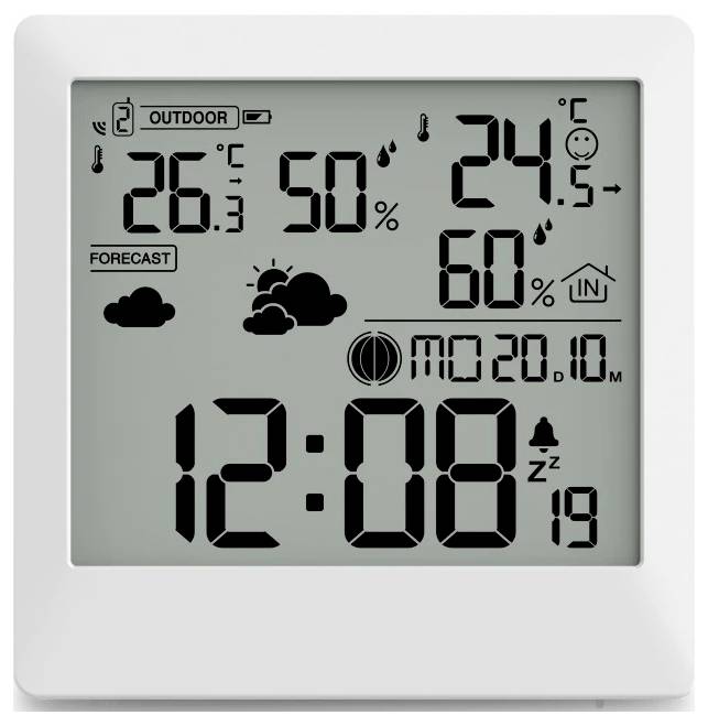 Hama Wetterstation Palawan, mit Außensensor, Funk, Wecker, Thermo/Hygro, Weiß 00222238 Wireless digital weather station
