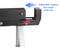 'Adjustable support arm range: 0-90 mm' text with image showing a support arm extending from a stand, highlighting its adjustability.