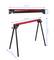 Foldable sawhorse with measurements: 863 mm width closed, 965 mm width open; 109 mm height closed, 760 mm height open; 480 mm leg span.