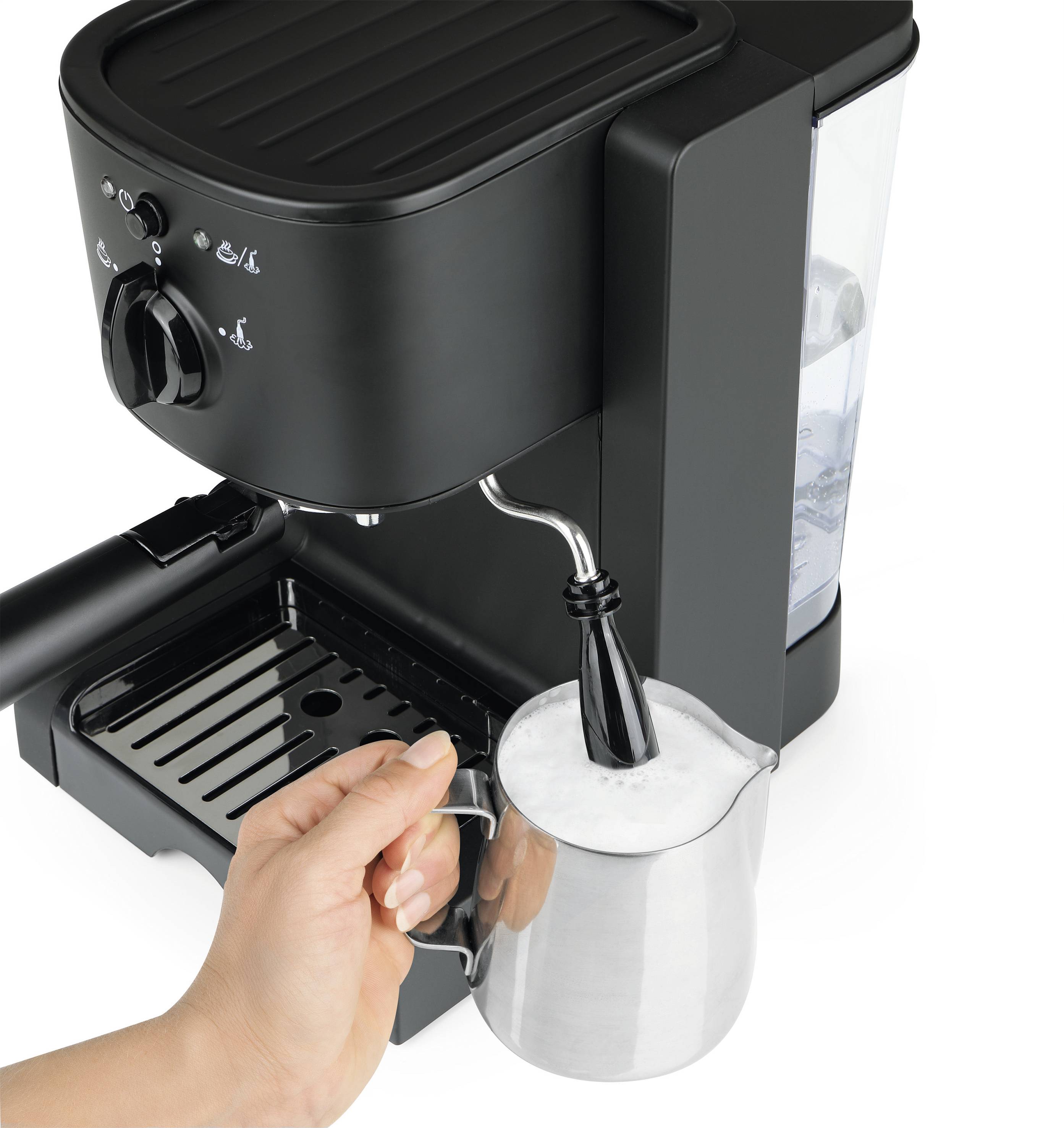 BEEM 03270 Espresso machine with sump filter holder Black (matt) 1470 W Plate warmer, incl. frother nozzle-9