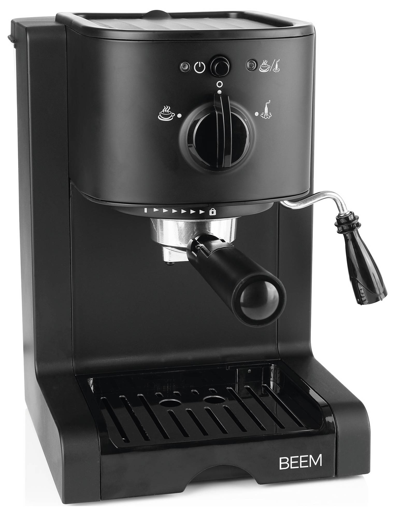 BEEM 03270 Espresso machine with sump filter holder Black (matt) 1470 W Plate warmer, incl. frother nozzle-1