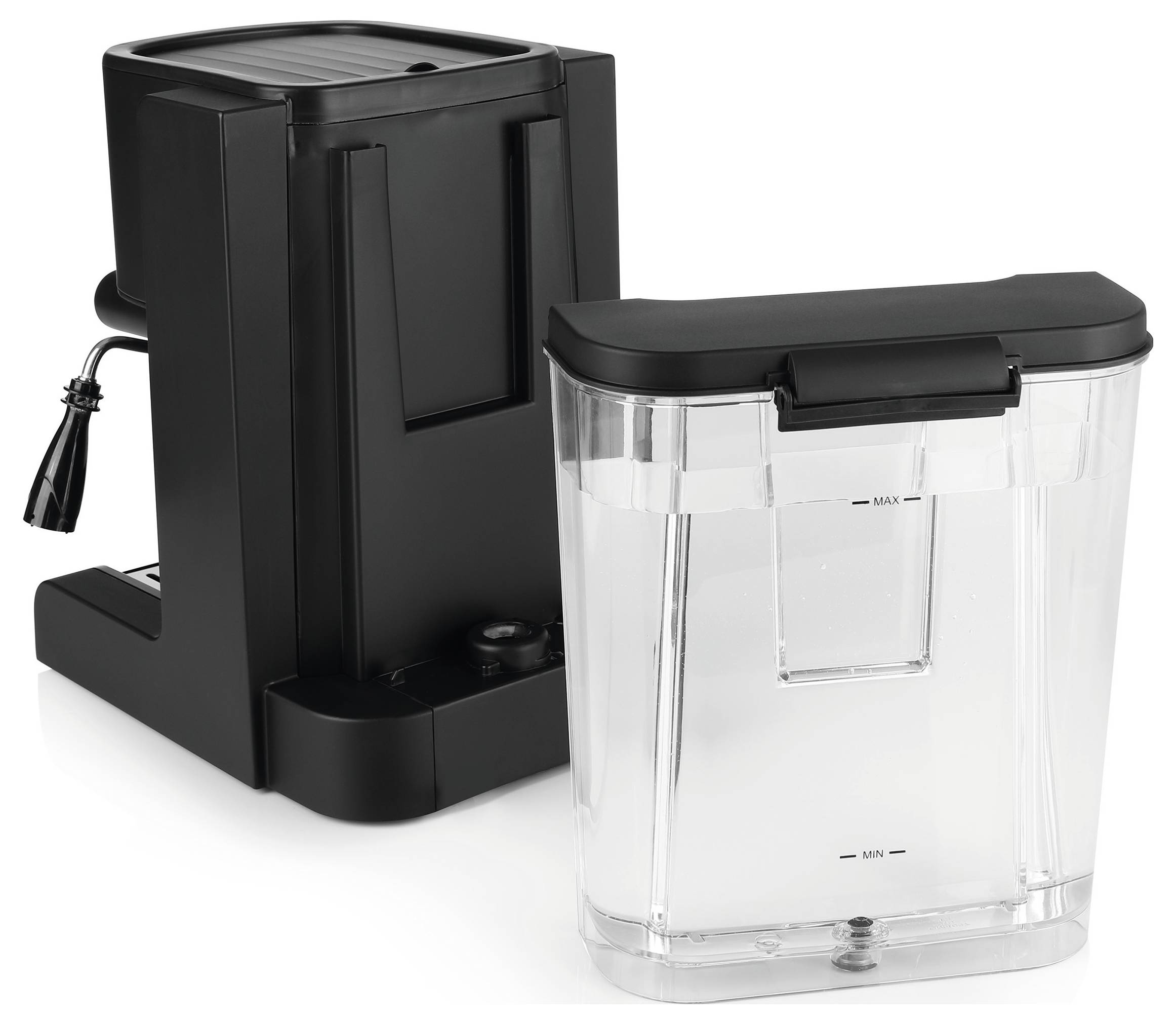 BEEM 03270 Espresso machine with sump filter holder Black (matt) 1470 W Plate warmer, incl. frother nozzle-5