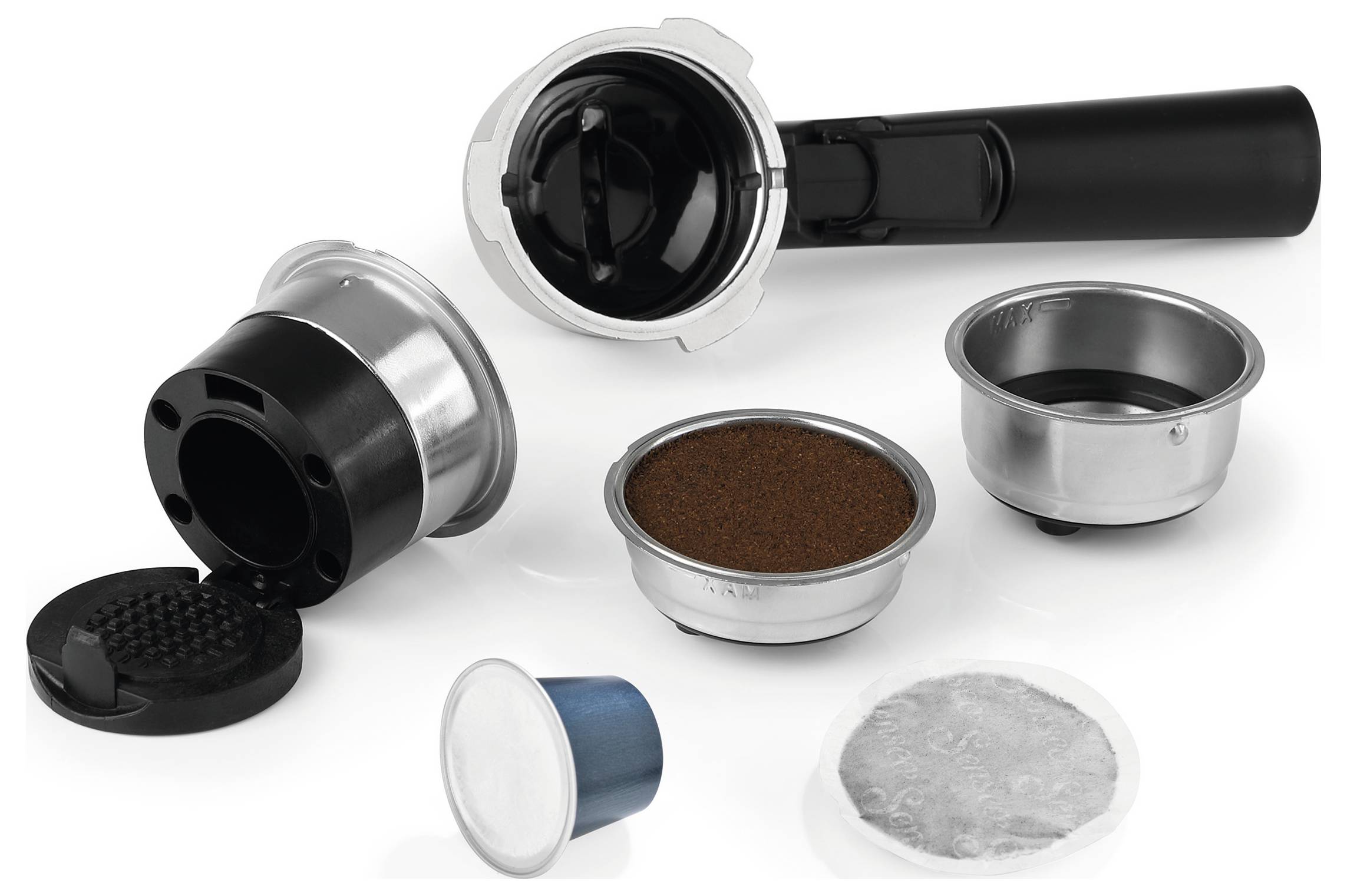 BEEM 03270 Espresso machine with sump filter holder Black (matt) 1470 W Plate warmer, incl. frother nozzle-6