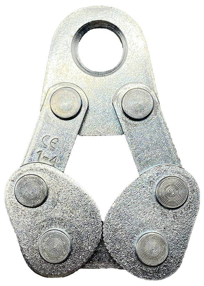 'A metallic hardware accessory with five circular components, resembling a jointed bracket for industrial or mechanical use.'