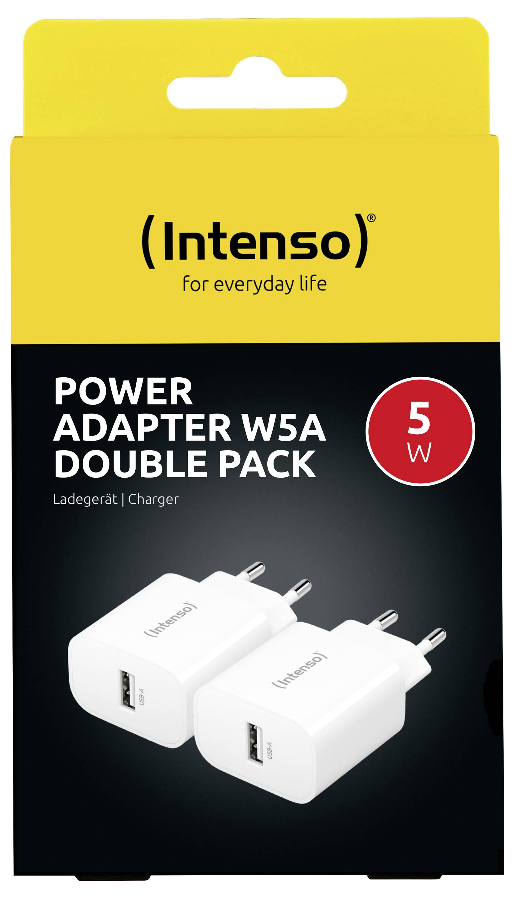 Intenso W5A white double pack USB-C adapter 5 W USB-A White Mains socket-1