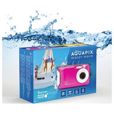 Easypix W3027-P Wave PINK Digital camera 30 MP Rose Camera bag, Battery Image stabiliser, Waterproof up to a depth of 3 -4