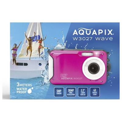 Easypix W3027-P Wave PINK Digital camera 30 MP Rose Camera bag, Battery Image stabiliser, Waterproof up to a depth of 3 -5