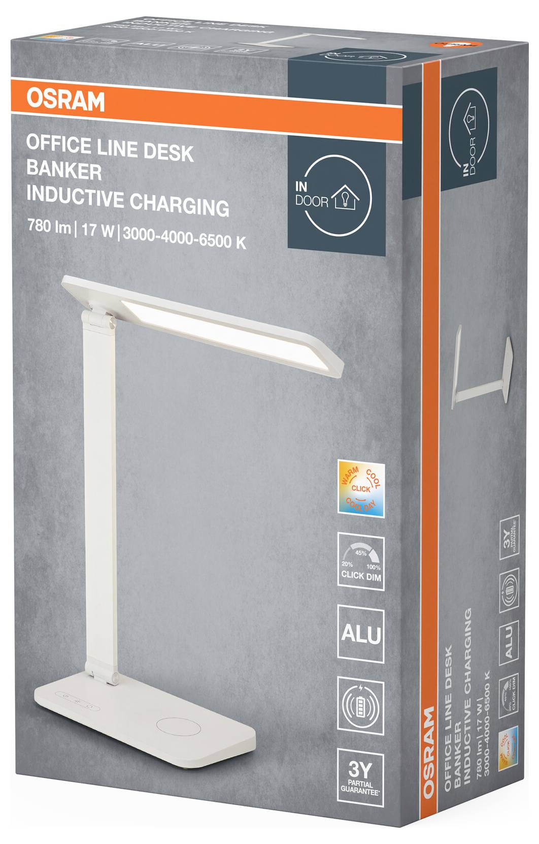 OSRAM HOMELIGHTING Office Line Desk Banker Inductive Charging 17W CCT Dimmable White 4099854464232 Desk light LED (monoc-2