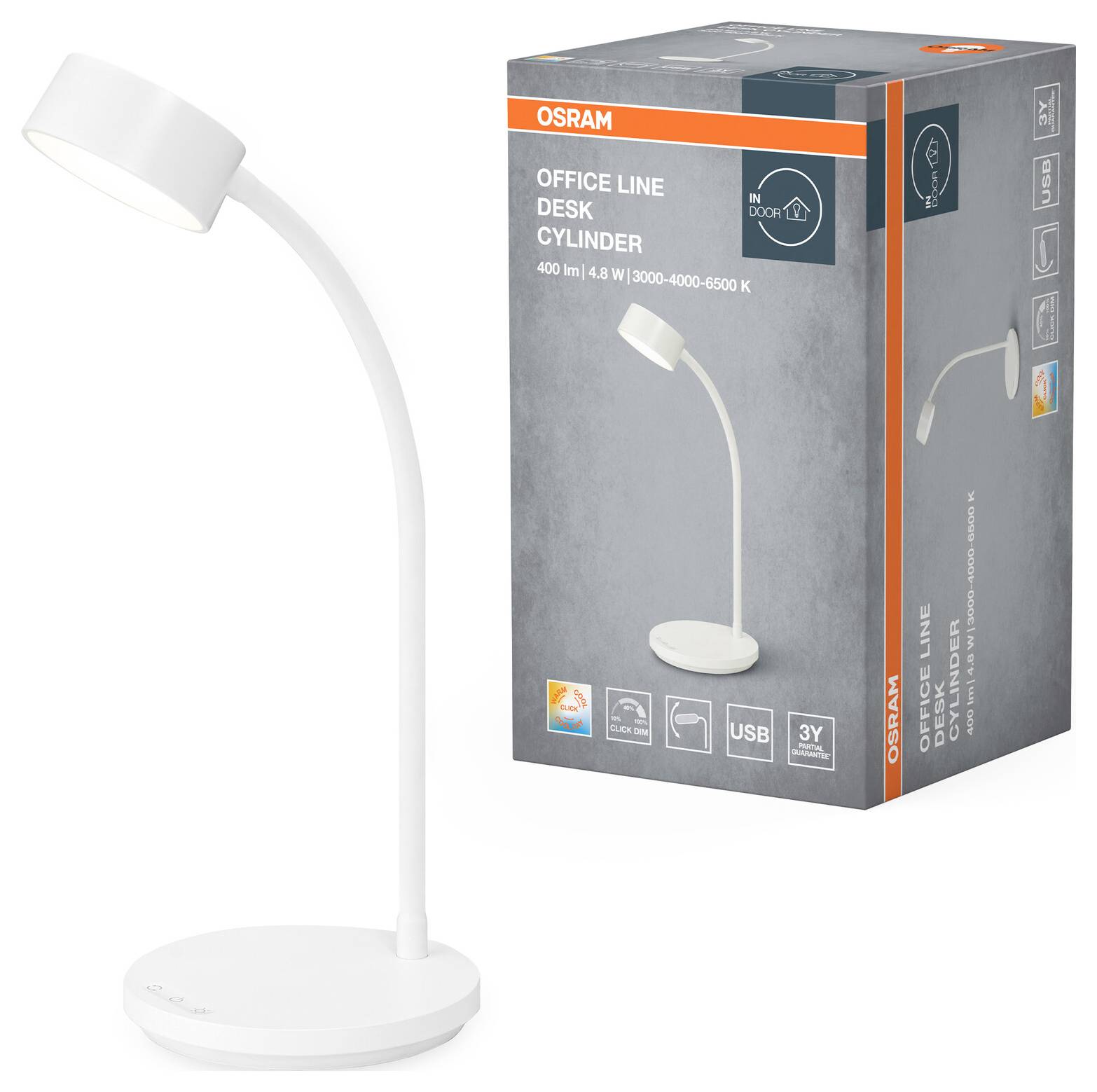 OSRAM HOMELIGHTING Office Line Desk Cylinder 4.8W CCT Dimmable White 4099854464270 Desk light LED (monochrome) Built-in -1
