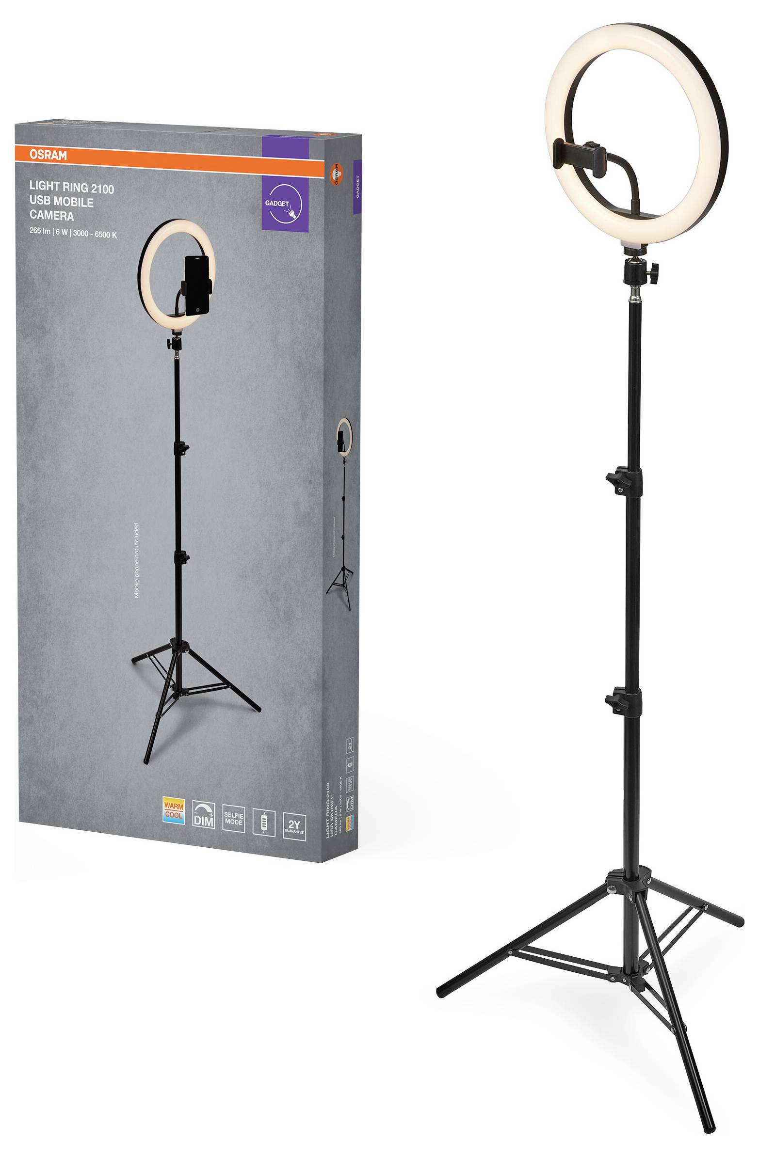 OSRAM HOMELIGHTING Linear LED Mobile Ring Tripod 4099854497636 LED ring light 6.00 W Black-1